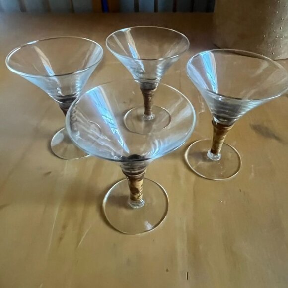 Set Of 4 Carl Auböck MCM Glasses w/ Cane Wrapped Stems Cordial Martini HTF READ - Picture 1 of 8